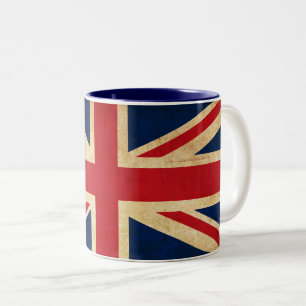 Alte Vintage-Grunge-Flagge des Vereinigten Königre Zweifarbige Tasse