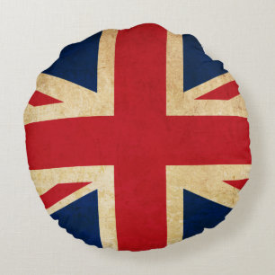 Alte Vintage Grunge Vereinigtes Königreich Flagge Rundes Kissen