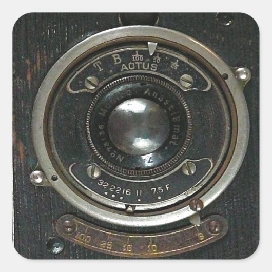 Alte Vintage Kamera Quadratischer Aufkleber (Vorderseite)
