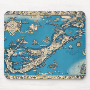 Alte Vintage-Karte der Bermuda-Inseln Mousepad