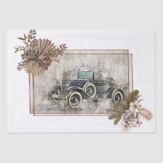 Alte Vintage Klassik Boho Auto Dekoupage Seidenpapier (Vorderseite)