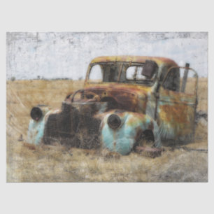 Alte Vintage LKW-Dekoupage Seidenpapier