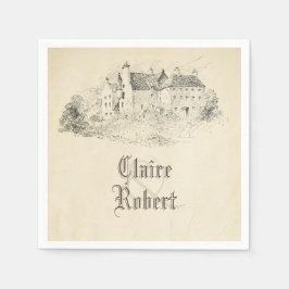 Alte Vintage Märchenschloss Hochzeit Serviette