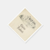 Alte Vintage Märchenschloss Hochzeit Serviette (Ecke)