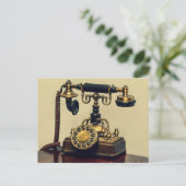 Alte Vintage Messing Rotary Telefon Postkarte (Stehend Vorderseite)