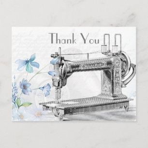 Alte Vintage-Nähmaschine Danke Postkarte