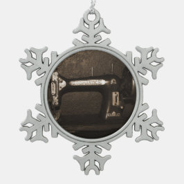 Alte Vintage Nähmaschine Schneeflocken Zinn-Ornament