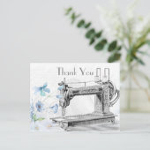 Alte Vintage Nähmaschine Vielen Dank Postkarte (Stehend Vorderseite)