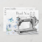 Alte Vintage Nähmaschine Vielen Dank Postkarte (Vorne/Hinten)