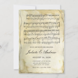 Alte Vintage Noten Einladung