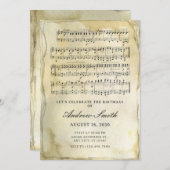 Alte Vintage Noten Geburtstag Einladung (Vorne/Hinten)