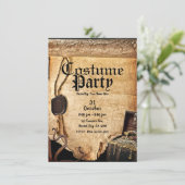 Alte Vintage Pirate Scroll Kostüm Halloween-Party Einladung (Stehend Vorderseite)