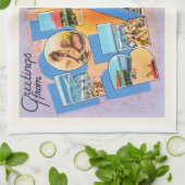 Alte Vintage Postkarte Unsinnigkeits-Strand-South Geschirrtuch (Gefaltet)