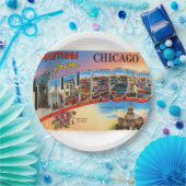 Alte Vintage Reise-Andenken Chicagos #2 Illinois Pappteller (Party)