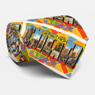 Alte Vintage Reise-Andenken Chicagos Illinois IL Krawatte