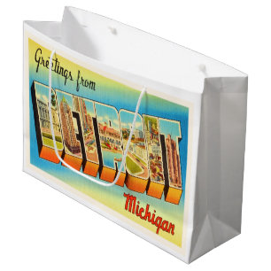 Alte Vintage Reise-Andenken Detroits Michigan MI Große Geschenktüte