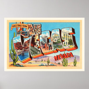 Alte Vintage Reise-Andenken Las Vegas Nevada Poster