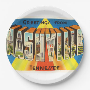 Alte Vintage Reise-Andenken Nashvilles Tennessee Pappteller
