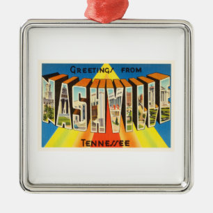 Alte Vintage Reise-Andenken Nashvilles Tennessee Silbernes Ornament