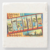 Alte Vintage Reise-Andenken Seattles Washington WA Steinuntersetzer (Vorderseite)