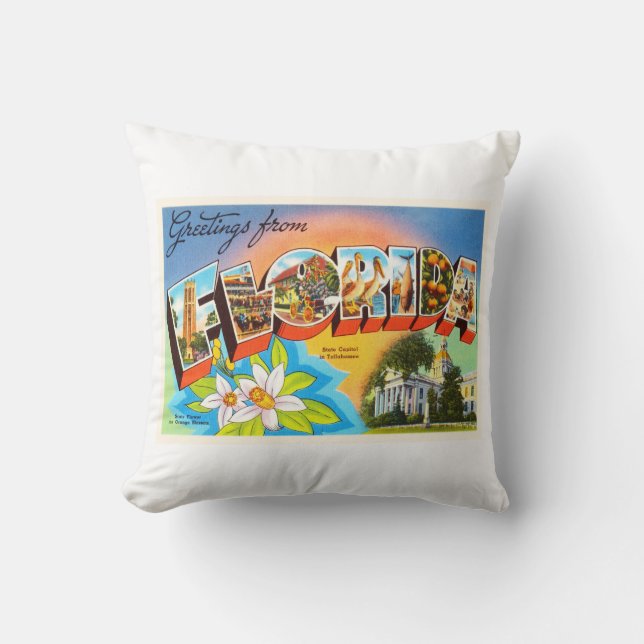 Alte Vintage Reise-Andenken Staats-Florida Kissen (Vorderseite)