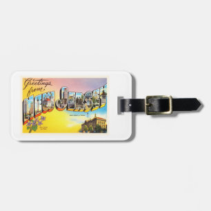 Alte Vintage Reise-Postkarte New-Jersey Staats-NJ Gepäckanhänger