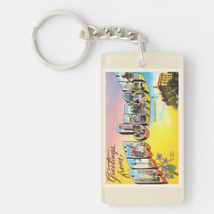 Alte Vintage Reise-Postkarte New-Jersey Staats-NJ Schlüsselanhänger