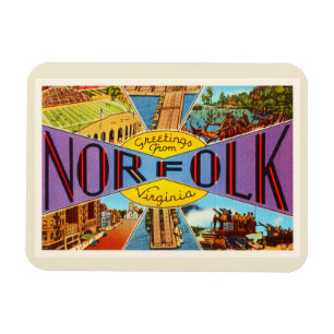Alte Vintage Reise-Postkarte Norfolks Virginia VA Magnet
