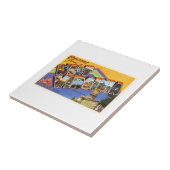 Alte Vintage Reise-Postkarte West- Fliese (Seite)