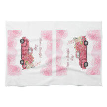 Alte Vintage Rosa Lieferwagen LKW Küchenhandtücher