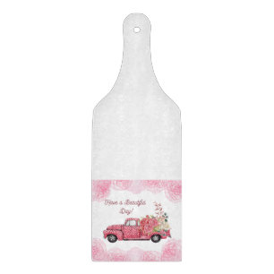 Alte Vintage Rosa Pick-up-Truck Küchenhandtücher Schneidebrett