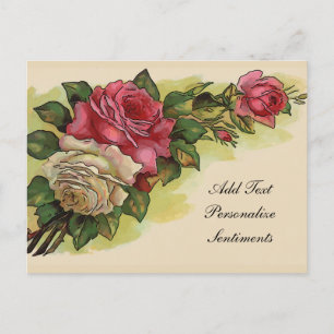 Alte Vintage Rose, Textkarte bearbeiten Postkarte