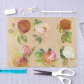 Alte Vintage Rosen-Blumendruck Seidenpapier (Handwerk)