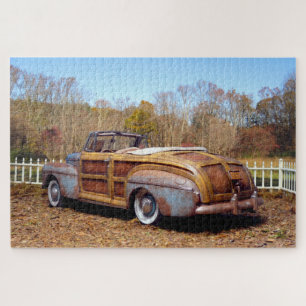 Alte Vintage-Rostlaube Scheunenfund Auto Woody Cab Puzzle