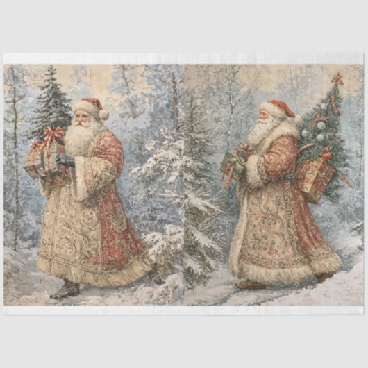 Alte Vintage Santas Seidenpapier (Vorderseite)
