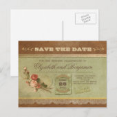 Alte Vintage Save-the-Date-Karten - Postkarten (Vorne/Hinten)