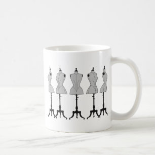 Alte Vintage-Schaufensterpuppen, Modeillustration Kaffeetasse