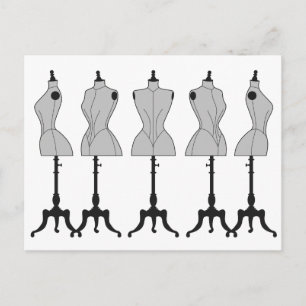 Alte Vintage-Schaufensterpuppen, Modeillustration Postkarte