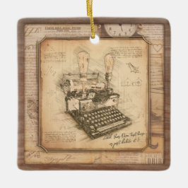 Alte Vintage Schreibmaschine. Autor/Schriftsteller Keramikornament