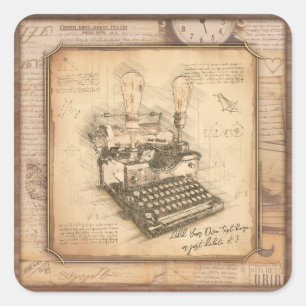 Alte Vintage Schreibmaschine. Autor/Schriftsteller Quadratischer Aufkleber