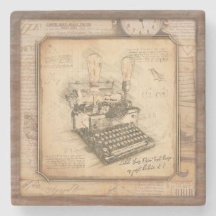 Alte Vintage Schreibmaschine. Autor/Schriftsteller Steinuntersetzer