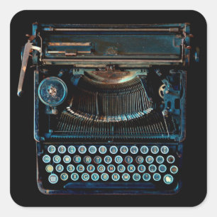 alte Vintage-Schreibmaschinen-Tastatur Grunge Quadratischer Aufkleber