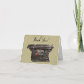 Alte Vintage, schwarze Schreibmaschine auf Tan Dankeskarte (Vorderseite)