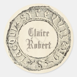 Alte Vintage Siegel Stil Märchen Hochzeit Runder Aufkleber