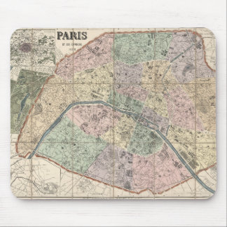Alte Vintage-Stadtkarte von Paris, Frankreich Euro Mousepad