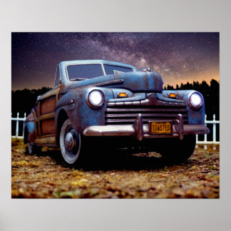 Alte Vintage Stall finden Auto Woody Automotive Poster