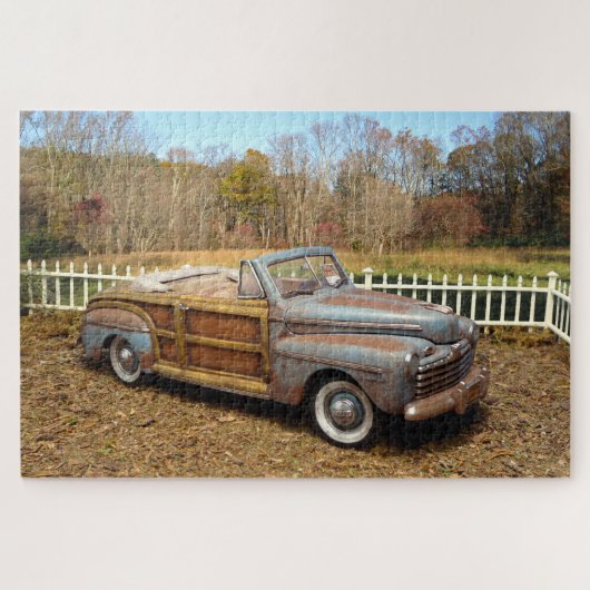 Alte Vintage Ställe finden Auto Woody Cabrio Puzzle (Horizontal)
