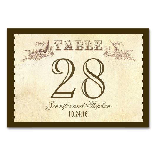 Alte Vintage Tischnummer Card Platzkarten (Vorderseite)