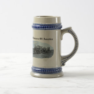 Alte Vintage-Traktoren-Pflug-Stein-Mug Bierglas