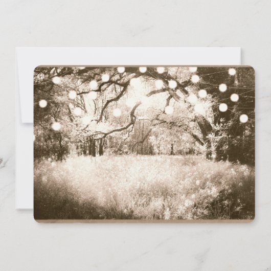 Alte Vintage, verzauberte Waldlichter Einladung (Rückseite)